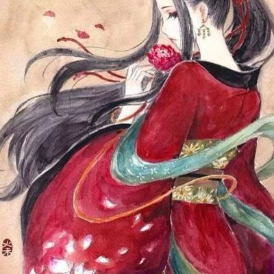 动漫头像女生古风红衣 高清穿红衣的古风动漫女生头像图片_8