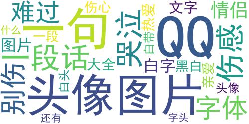 黑白带字QQ头像大全：一句亲爱的，别伤心，你还有我_词云图