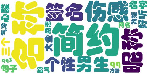 简短三个字qq名字男生伤感且霸气 好听的有个性男生三字网名_词云图