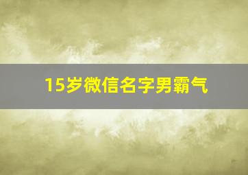 15岁微信名字男霸气