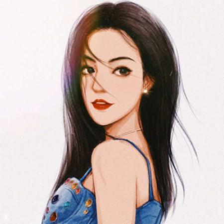 手绘插画头像女，真人手绘插画小清新头像女