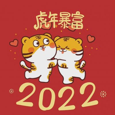 2022金虎送福头像，虎年暴富，两只卡通老虎送给你_1