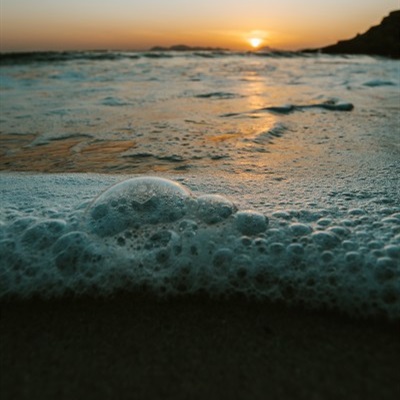 夕阳风景头像 好看夕阳下的海滩图片