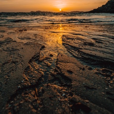 夕阳风景头像 好看夕阳下的海滩图片_11