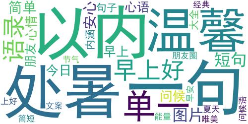 今日处暑早安说说大全 2021处暑节气发朋友圈的文案_词云图