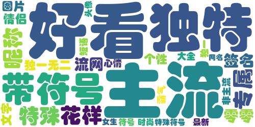 00后专属个性非主流网名大全带符号 时尚独特的非主流网名2018_词云图