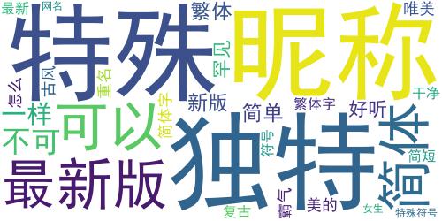 2018唯美的微博网名带繁体字 带特殊符号的繁体字网名_词云图